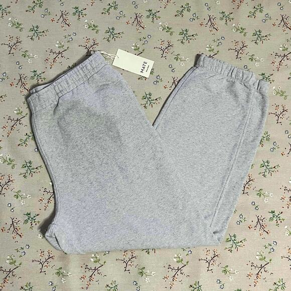 MATE the Label Mens Organic Fleece Relaxed Fit Sweatpant Heather Gray Large FLAW - Picture 2 of 11